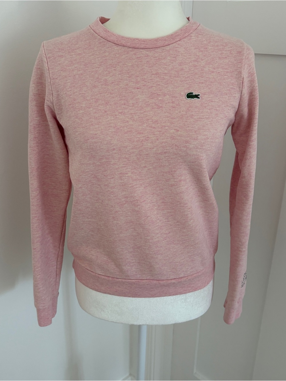 Lacoste Sport Baby Pink Crewneck Sweatshirt Women’s Size 32 XS Logo Pullover*C8